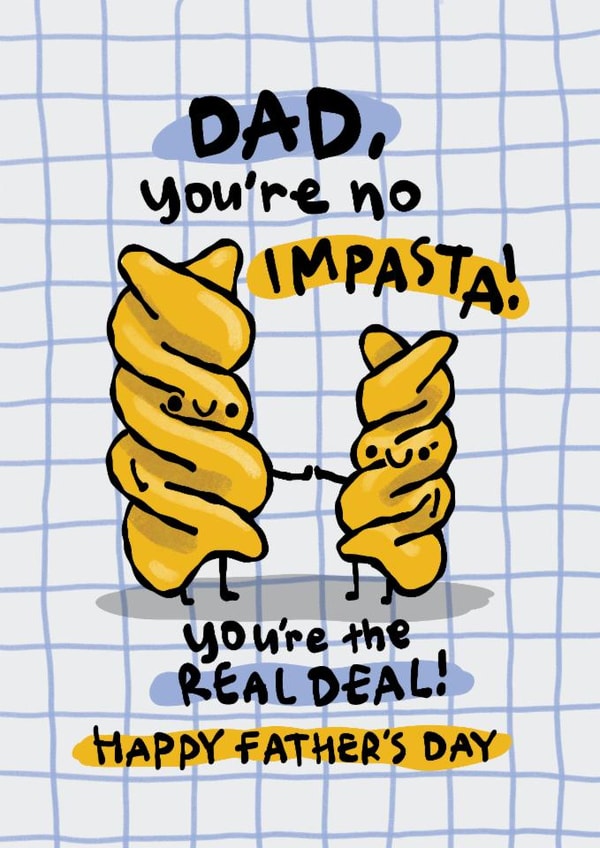 Cute Father's Day Card - Pasta Pun - You're The Real Deal created by The Playful Indian