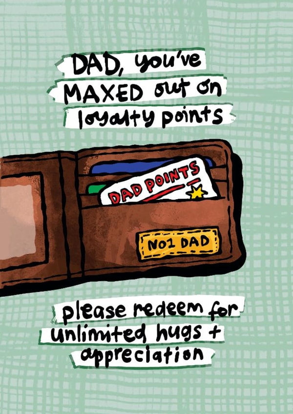 Cute Father's Day/Birthday Card - Loyalty Points - Unlimited Hugs + Appreciation created by The Playful Indian