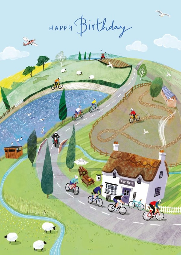 Classic Birthday Card - Cycling - Bikes created by Ling Design