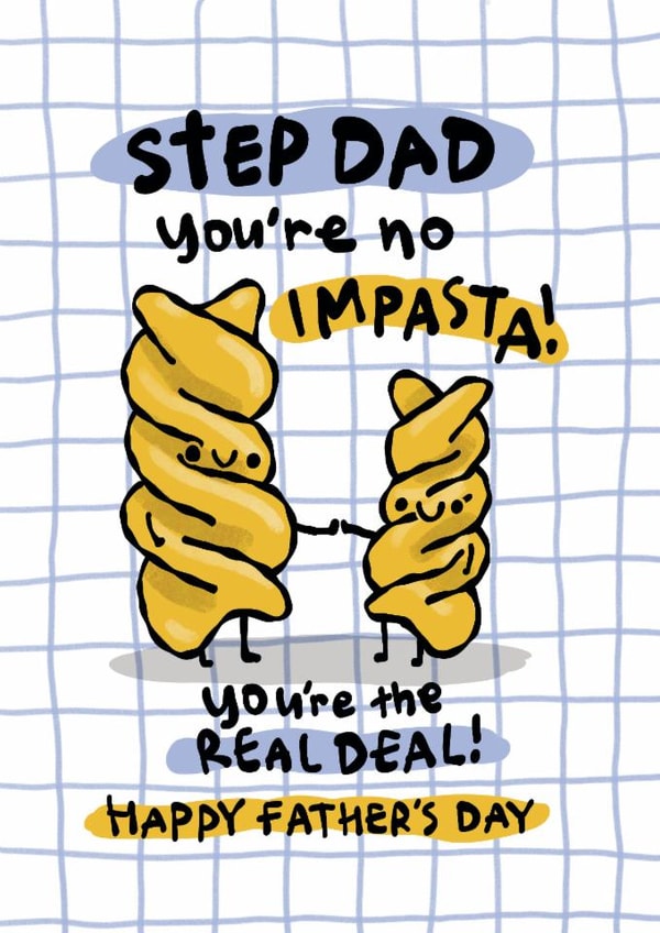 Cute Father's Day Card - For Stepdad - Pasta Pun created by The Playful Indian