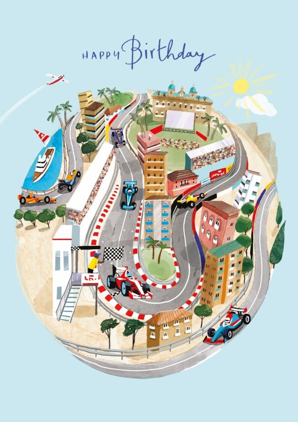 Classic Birthday Card - Race Track - Cars created by Ling Design