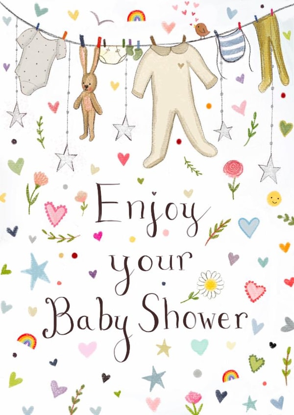 Cute New Baby Card - Enjoy Your Baby Shower created by Love Lucy Illustration