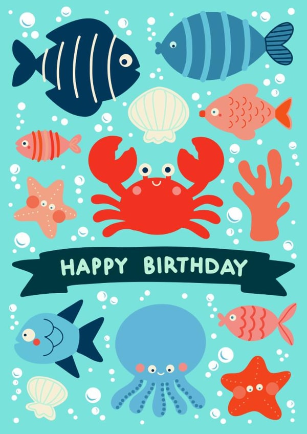 Cute Birthday Card - Fish - Sea Life created by Lois Fitzy