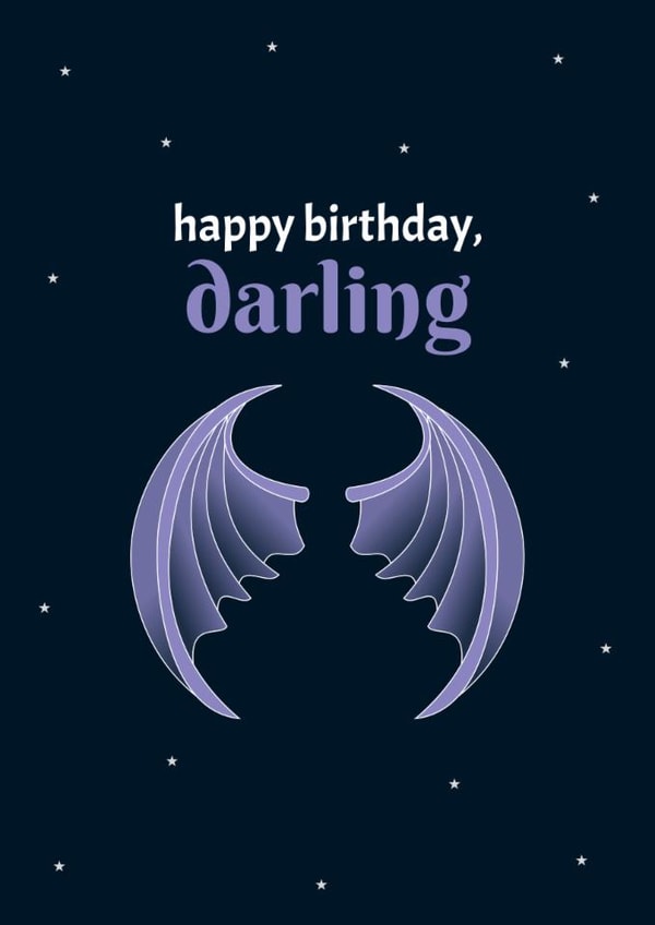 ACOTAR Birthday Card – Rhysand “Happy Birthday, Darling” - Fae Fantasy Book Gift created by Digital Waves