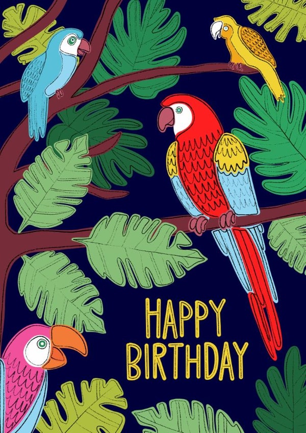 Fun Birthday Card - Parrots - Jungle created by Lois Fitzy