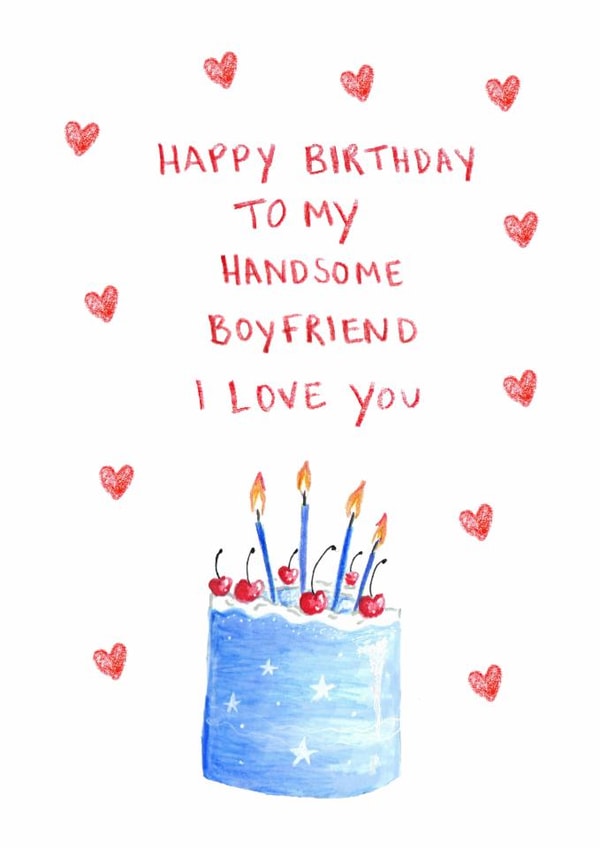 Classic Birthday Card - Handsome Boyfriend created by HCD Illustration