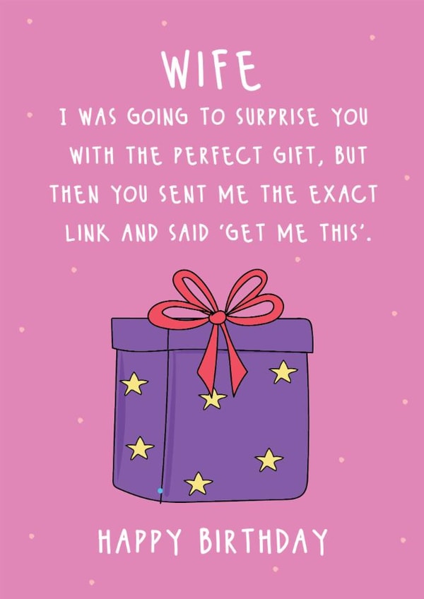 Funny Birthday Card - For Wife - Link created by @Laura Lonsdale Designs