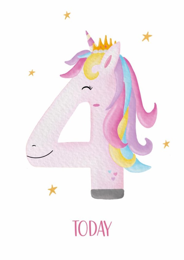Cute 4th Birthday Card - Magical Unicorn - For Her created by Treasure and Blossom