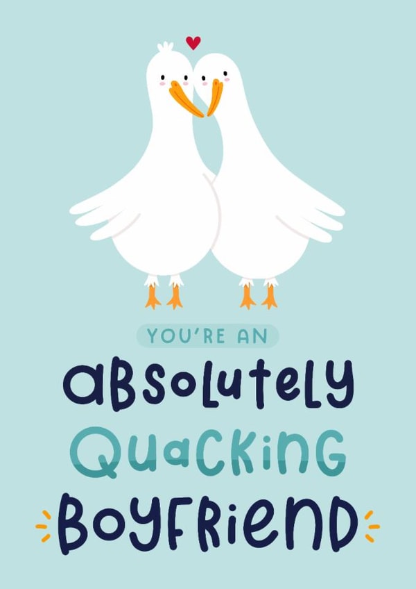 Cute Anniversary Card - For Boyfriend - Duck Pun created by Joanne Hawker