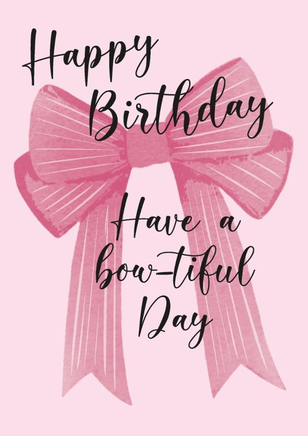 Pretty Bow Birthday Card for Her - Coquette Pink Bow for Friend created by Alexia Mickleburgh