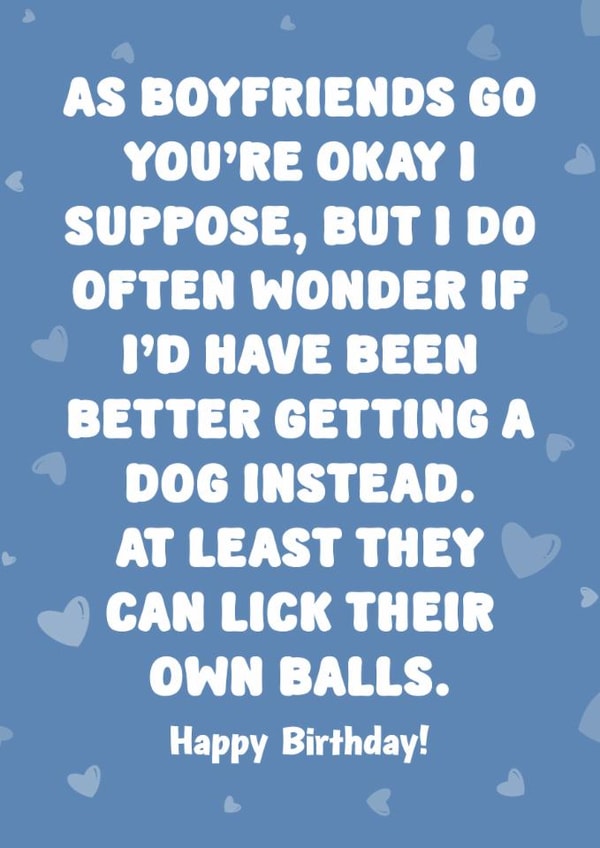 Rude Birthday Card - For Boyfriend - You're Okay created by Choo Choo