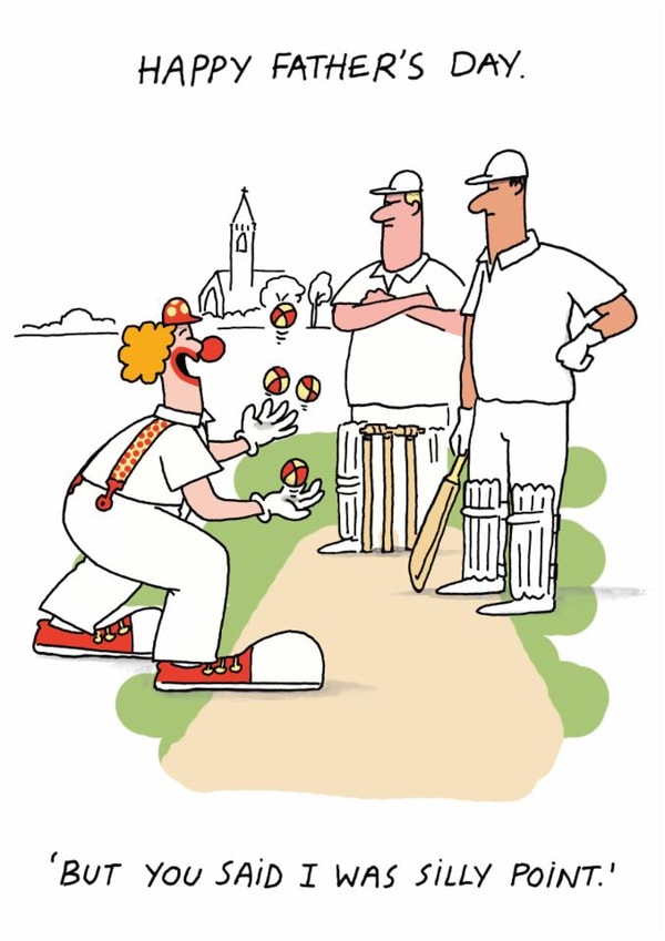 Funny Illustrated Cartoon Card for Dad - Silly Point - Cricket created by Cardinky