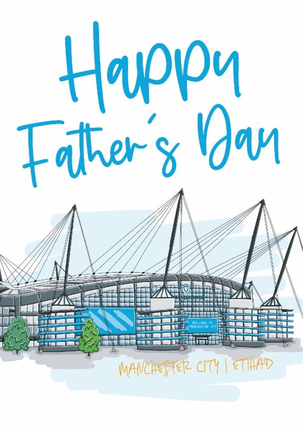 Football Father's Day Card - Man City - Etihad Stadium created by Moo & Snip