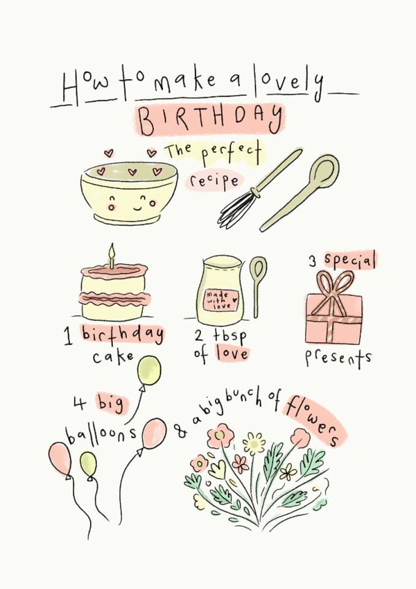 Classic Birthday Card - For Her - Lovely Birthday created by Chloë Breeze Illustration