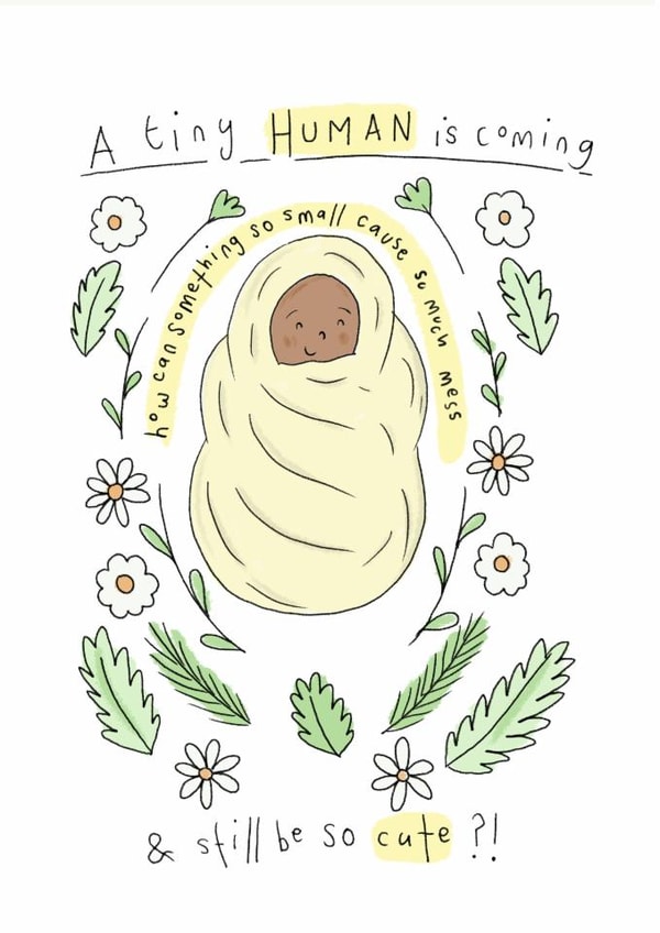 Cute Pregnancy Card - Tiny Human Is Coming - So Cute created by Chloë Breeze Illustration