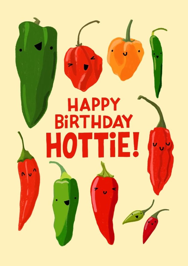 Cute Birthday Card - Hottie - Chillies created by Nicola Watson