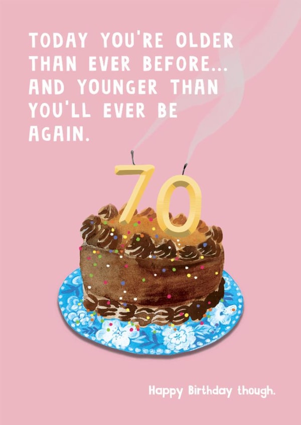 Cheeky 70th Birthday Card - Cake - For Her created by Holly Fox