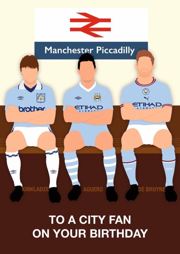 Fun Birthday Card - Manchester City - Legends created by Paul Jones