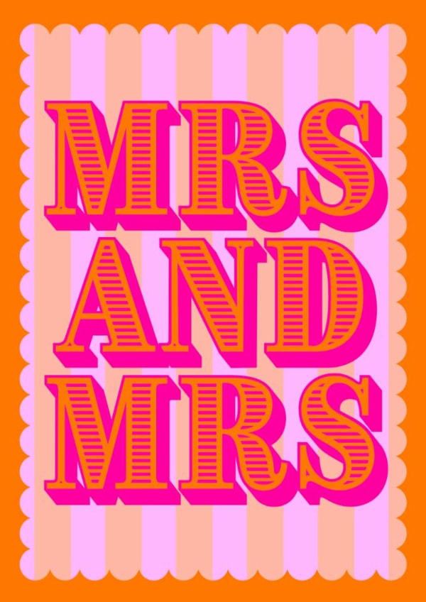 Mrs and Mrs wedding card for female couple created by Nina Bombina