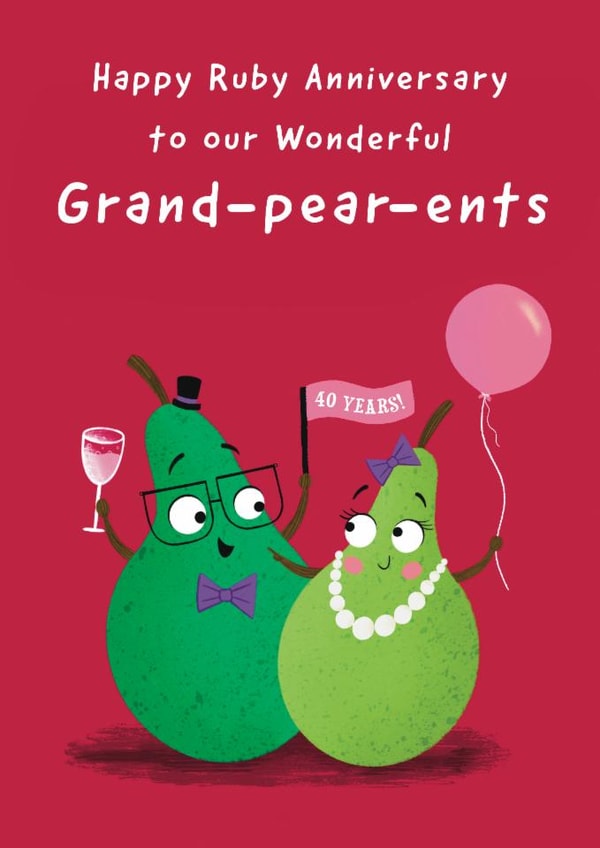 Cute Anniversary Card - Grandparents - 40th - Ruby Wedding created by Hannah Jayne Lewin