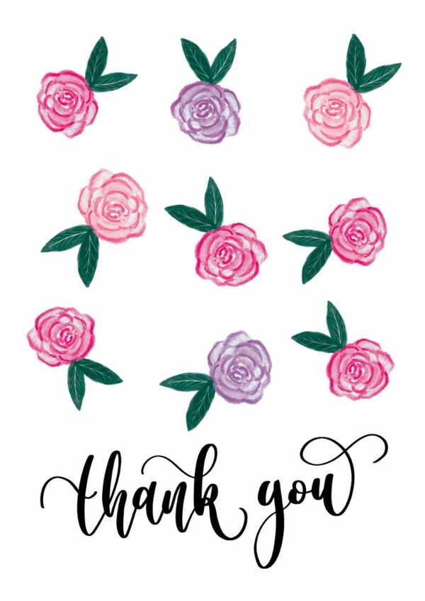 Classic Thank You Card - Roses & Elegant Calligraphy - For Friend or Teacher created by Creative Feel Designs