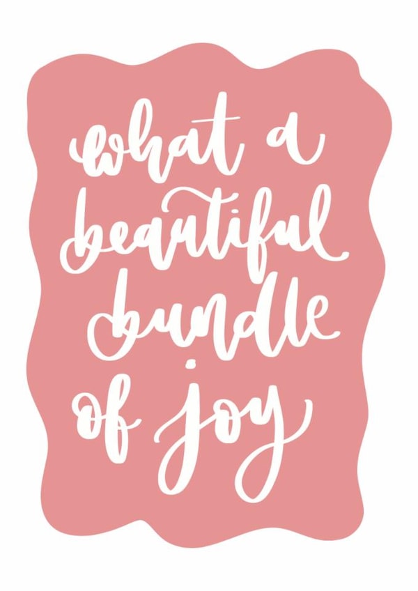 New Baby Card - Beautiful Bundle of Joy - Pink & White Minimalist Design created by Creative Feel Designs