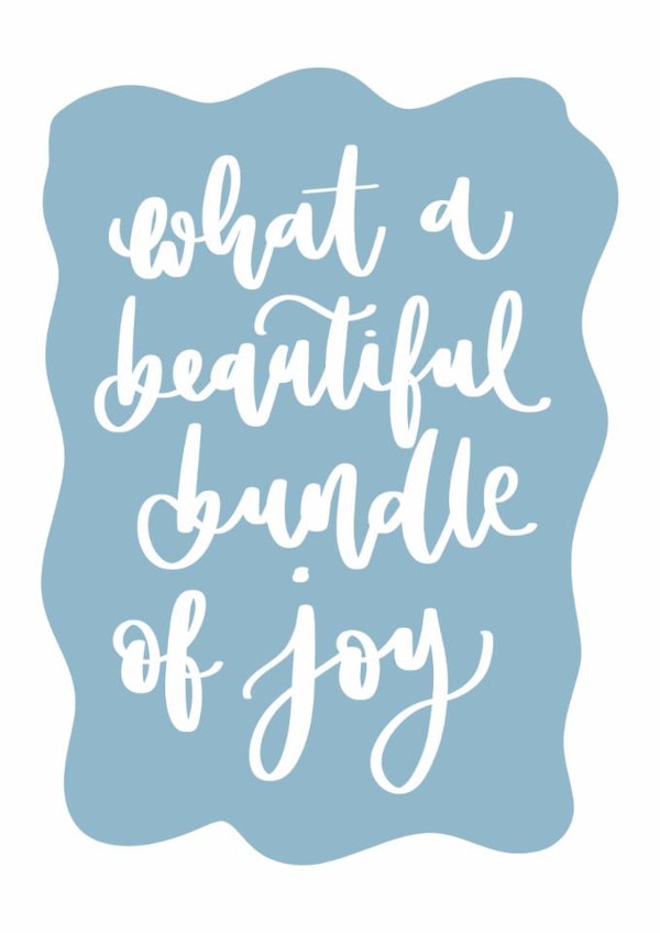 New Baby Card - Beautiful Bundle of Joy - Blue & White Minimalist Design created by Creative Feel Designs