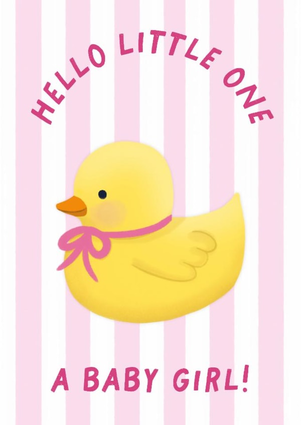 Cute New Baby Card - Baby Girl - Hello Little One created by Painted Parasol Studio