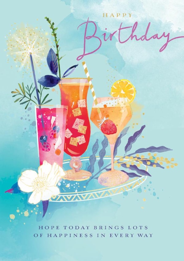 Classic Birthday Card - Cocktails - For Her created by Ling Design