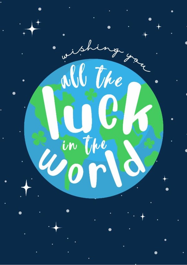 Fun Good Luck Card - All The Luck In The World - Stars created by @hollielonglanddesigns