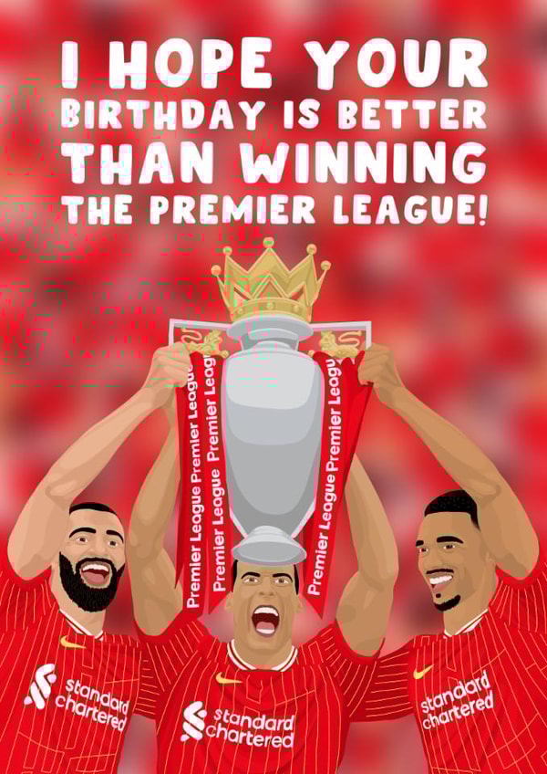 Liverpool Birthday Card - Premier League Champions - Mo Salah created by Pink Peach Cards