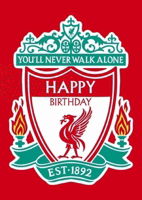Liverpool Birthday Card - You'll Never Walk Alone - Happy Birthday Badge created by Pink Peach Cards
