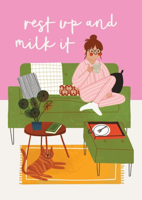 Funny Get Well Card - Rest Up And Milk It created by AbiGoLucky