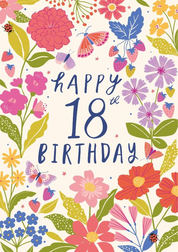 Pretty 18th Birthday Card - For Her - Flowers created by Nina Raby - Jones