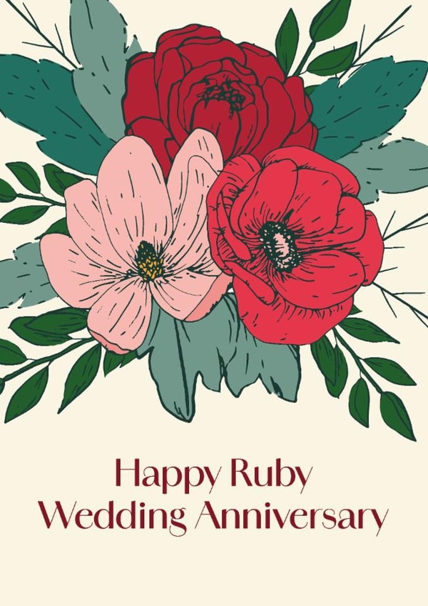 Classic Anniversary Card - 40th - Ruby Wedding created by Sazerelli Designs