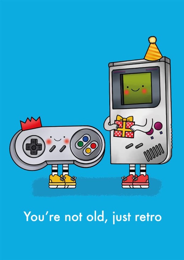 Cute Birthday Card - Not Old, Just Retro - Gaming created by Emelia Brooks