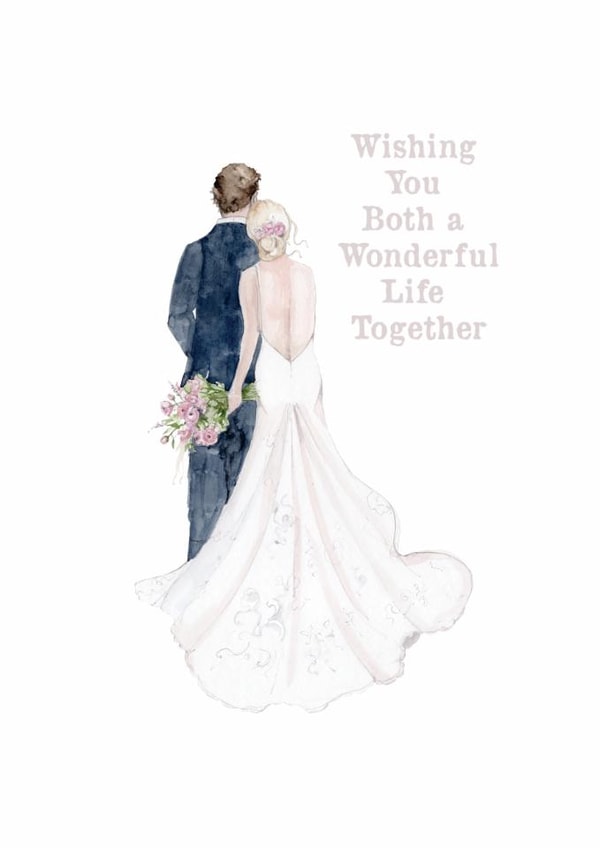 Classic Wedding Card - Wonderful Life Together - Watercolour created by Crumble and Core