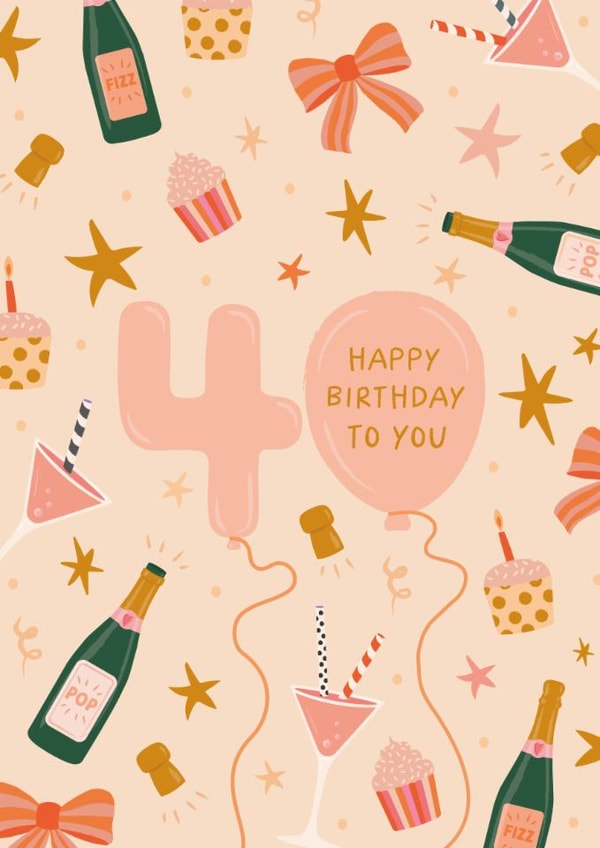 Pretty Birthday Card - 40th - Balloons created by The Pattern Press