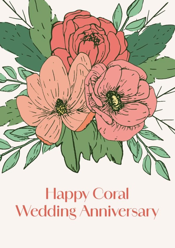 Classic Anniversary Card - 35th - Coral Wedding created by Sazerelli Designs