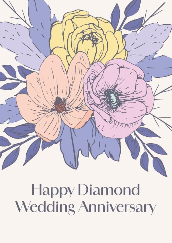 Classic Anniversary Card - 60th - Diamond Wedding created by Sazerelli Designs
