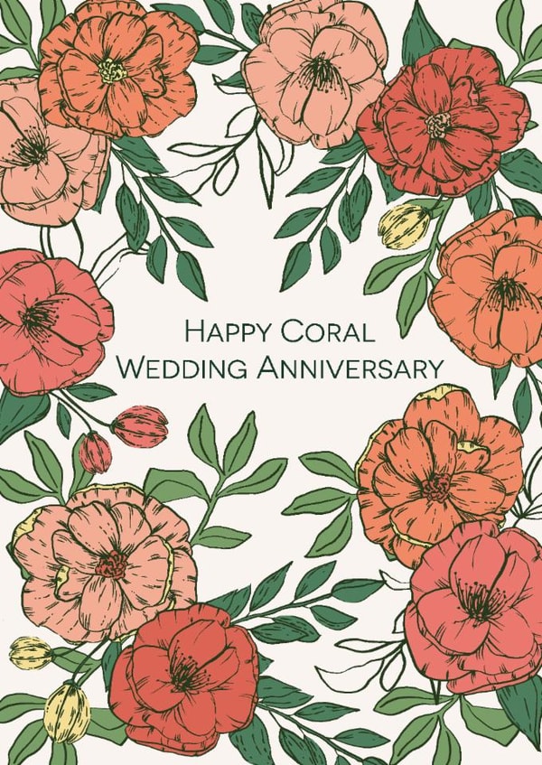 Classic Anniversary Card - 35th - Coral created by Sazerelli Designs