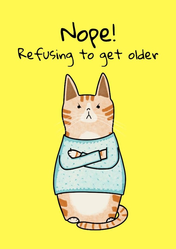 Cute Birthday Card - Nope! - Cat created by suzcreate