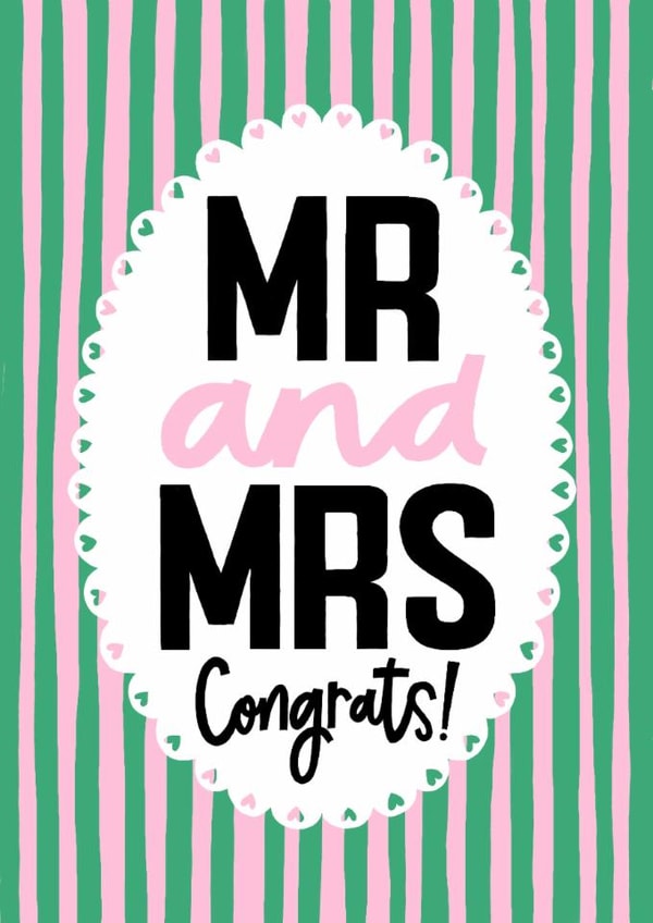 Modern Wedding Card - Mr And Mrs - Striped Design created by Nicola Watson