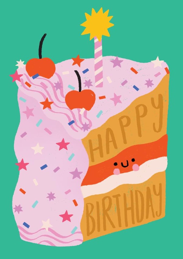 Cute Birthday Card - Cake Slice created by by Rosie Banton