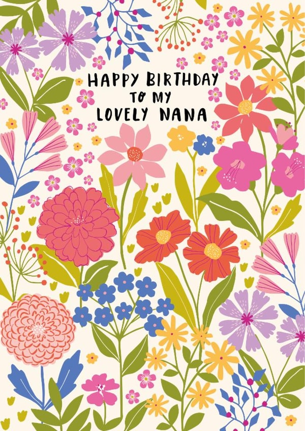 Pretty Birthday Card - For Nana - Floral Botanical created by Nina Raby - Jones