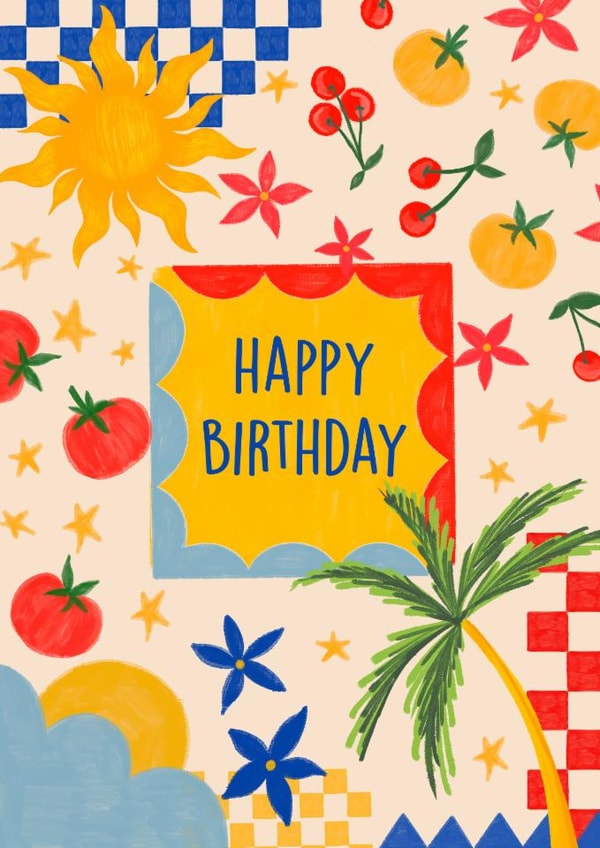Arty Birthday Card - Summer - Sunshine created by Poppy & Mabel