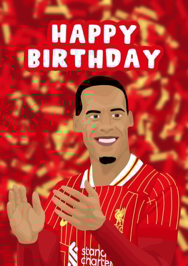 LFC Birthday Card - Premier League Champions - Virgil Van Dijk created by Pink Peach Cards