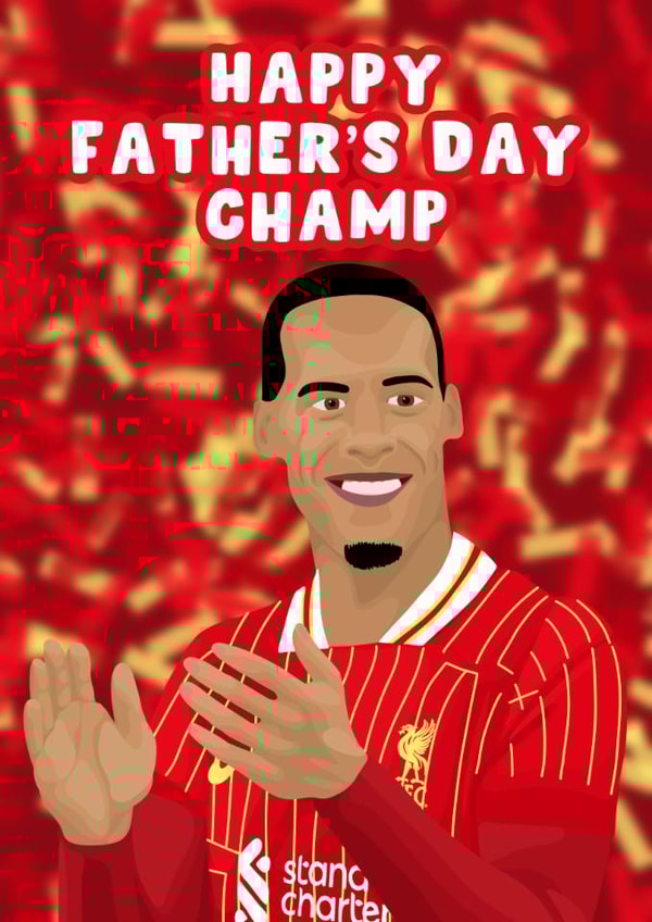 Liverpool Father's Day Card - Premier League Champions - Virgil van Dijk created by Pink Peach Cards