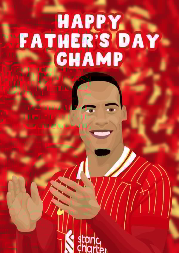 Liverpool Father's Day Card - Premier League Champions - Virgil van Dijk created by Pink Peach Cards