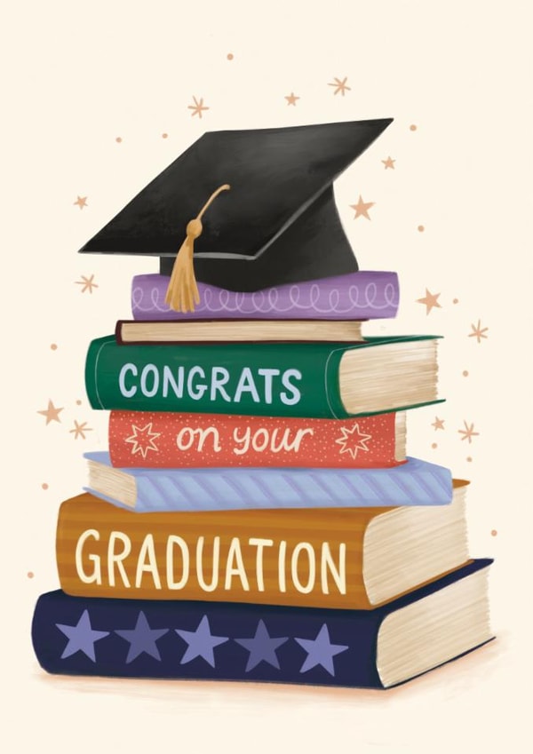 Classic Graduation Card - Book Stack created by Debbie Daley Illustrations